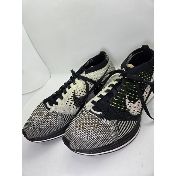 Nike Flyknit Racer Shoes Mens 5.5 Black White Volt Running Athletic Gym Sneakers main image 4